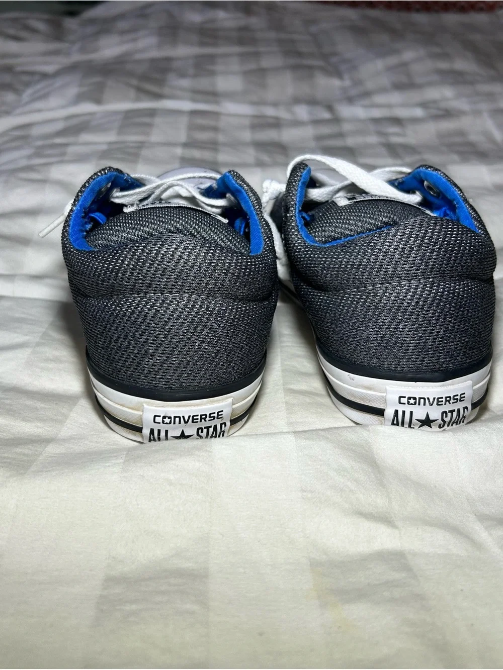 Converse Kids Low Top Sneakers in Charcoal with Blue Lining